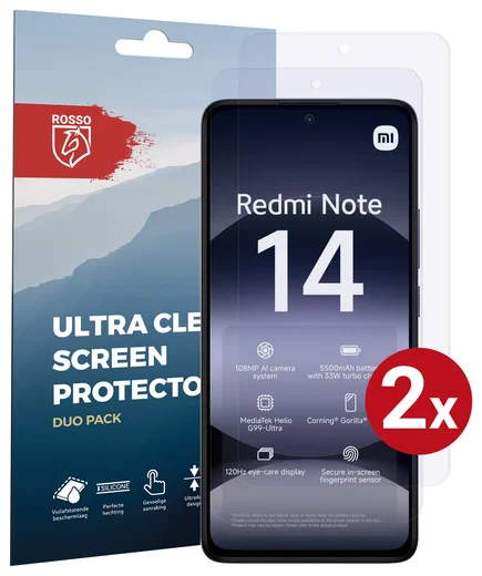 Rosso Xiaomi Redmi Note 14 5G Screen Protector Case Friendly Folie Duo Pack afbeelding 1