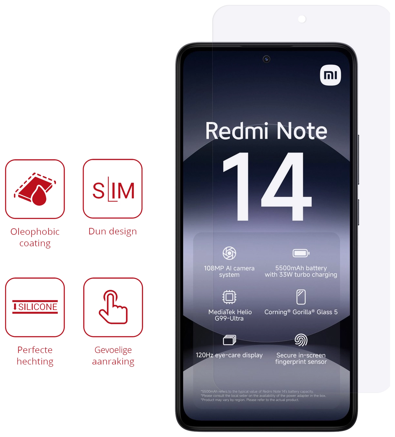 Rosso Xiaomi Redmi Note 14 5G Screen Protector Case Friendly Folie Duo Pack afbeelding 2