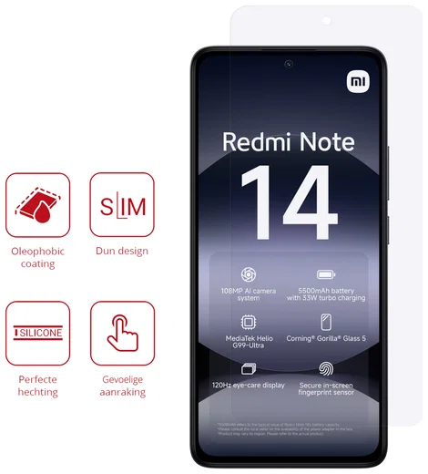 Rosso Xiaomi Redmi Note 14 5G Screen Protector Case Friendly Folie Duo Pack afbeelding 2