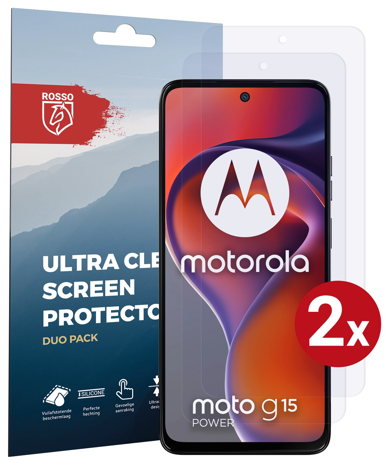Rosso Motorola Moto G15 / G15 Power Screen Protector Folie Duo Pack afbeelding 1