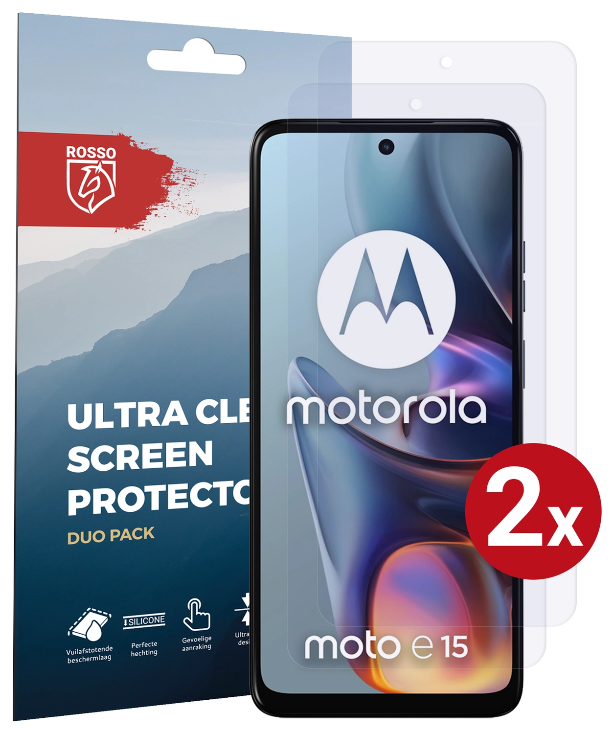 Rosso Motorola Moto E15 Screen Protector Case Friendly Folie Duo Pack afbeelding 1