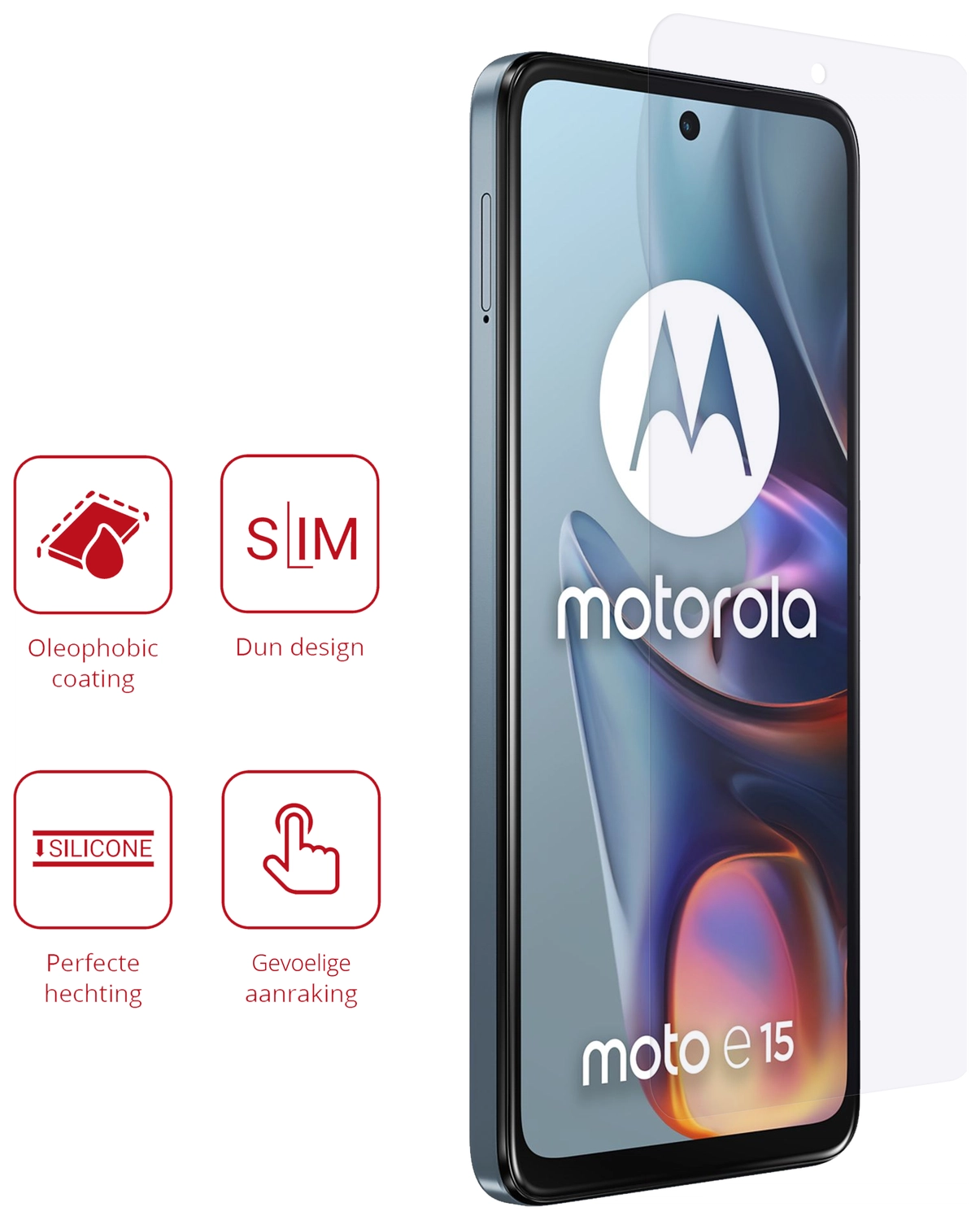 Rosso Motorola Moto E15 Screen Protector Case Friendly Folie Duo Pack afbeelding 2