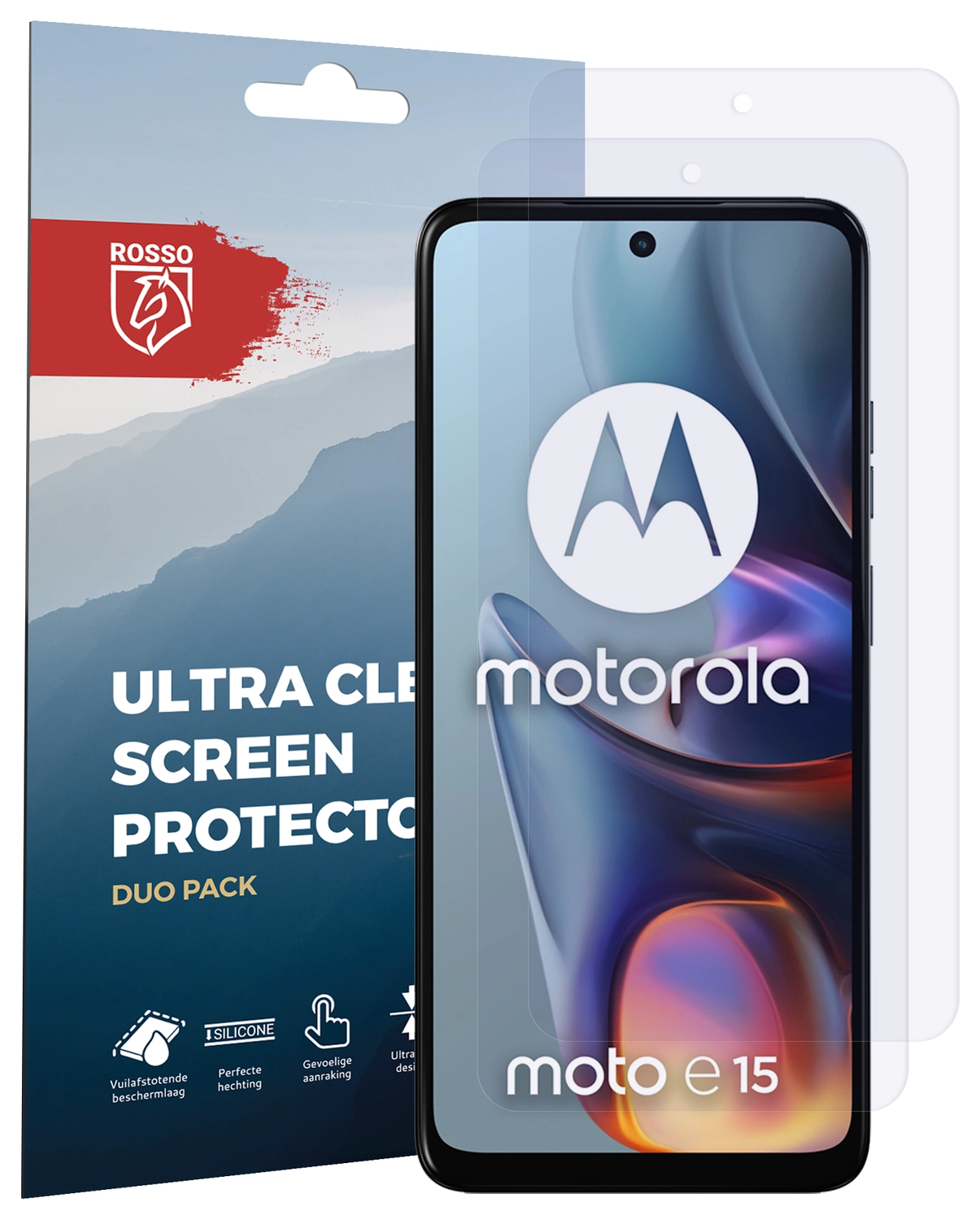 Rosso Motorola Moto E15 Screen Protector Case Friendly Folie Duo Pack afbeelding 7