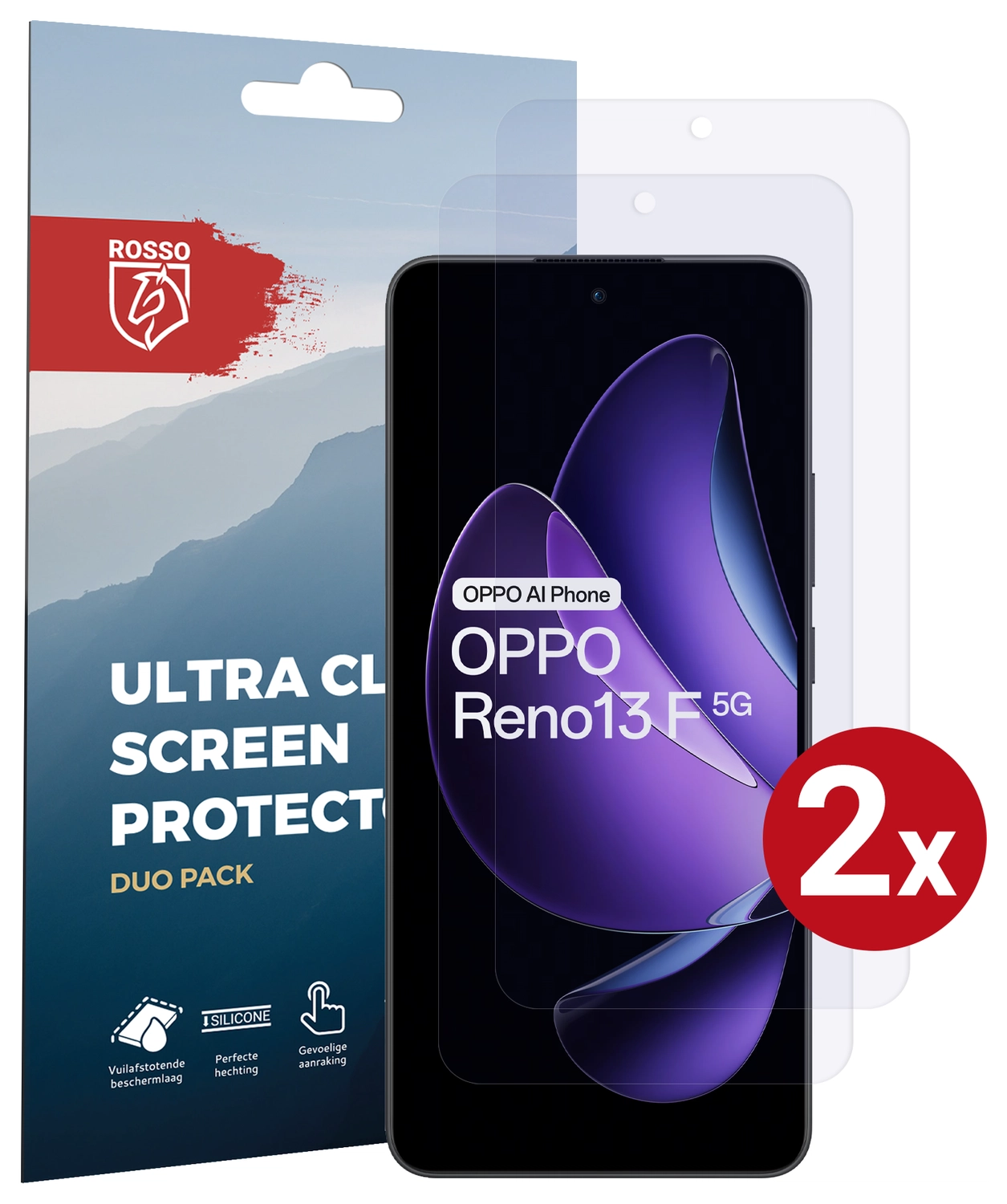 Rosso Oppo Reno 13 F Screen Protector Case Friendly Folie Duo Pack afbeelding 1