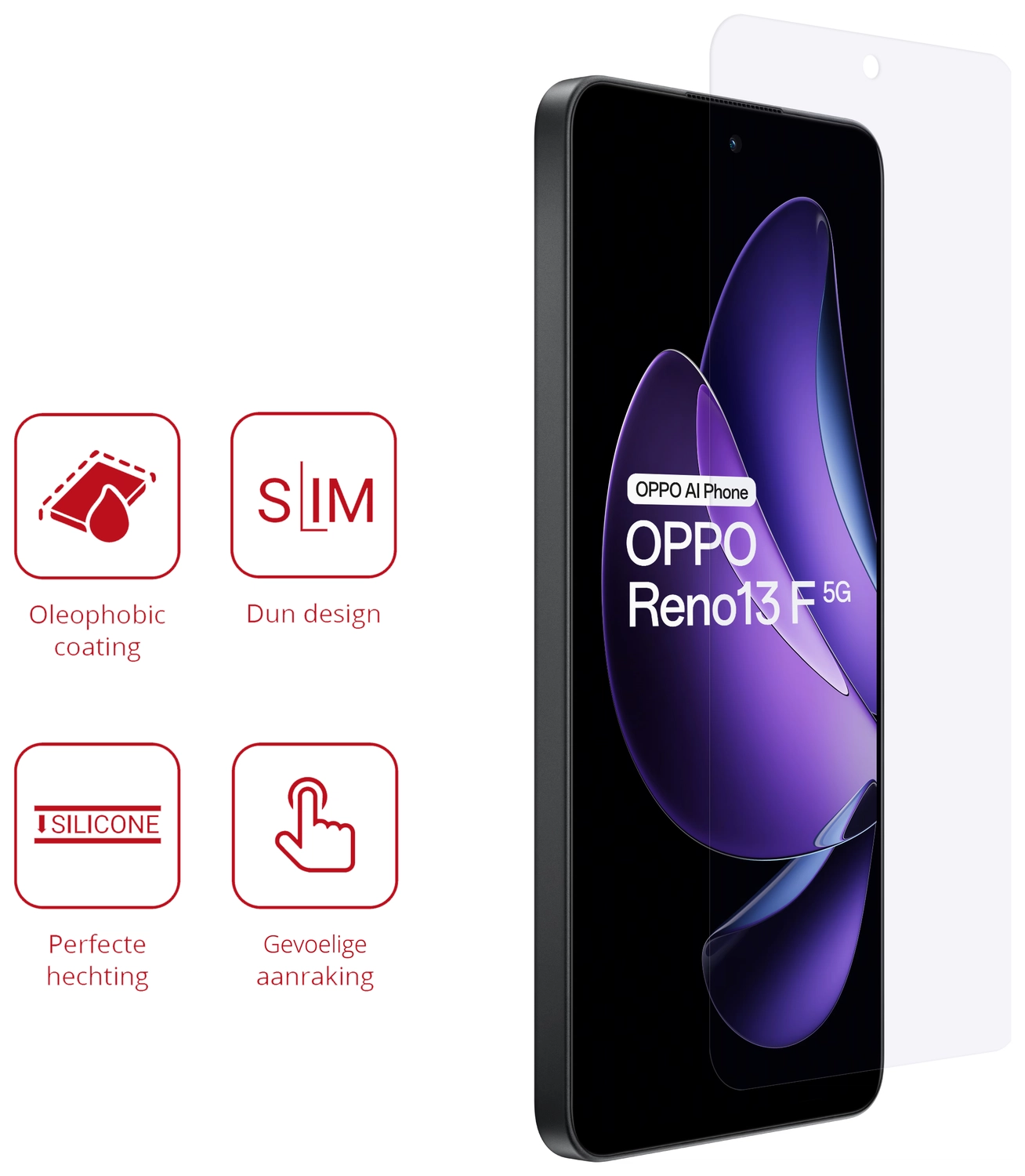 Rosso Oppo Reno 13 F Screen Protector Case Friendly Folie Duo Pack afbeelding 2