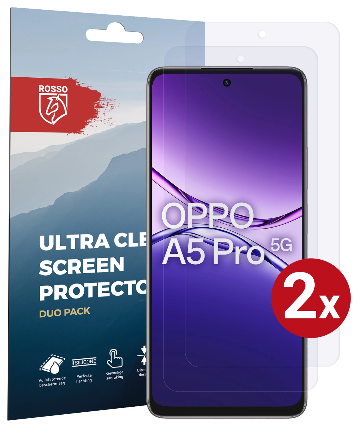 Rosso Oppo A5 Pro Screen Protector Case Friendly Folie Duo Pack afbeelding 1