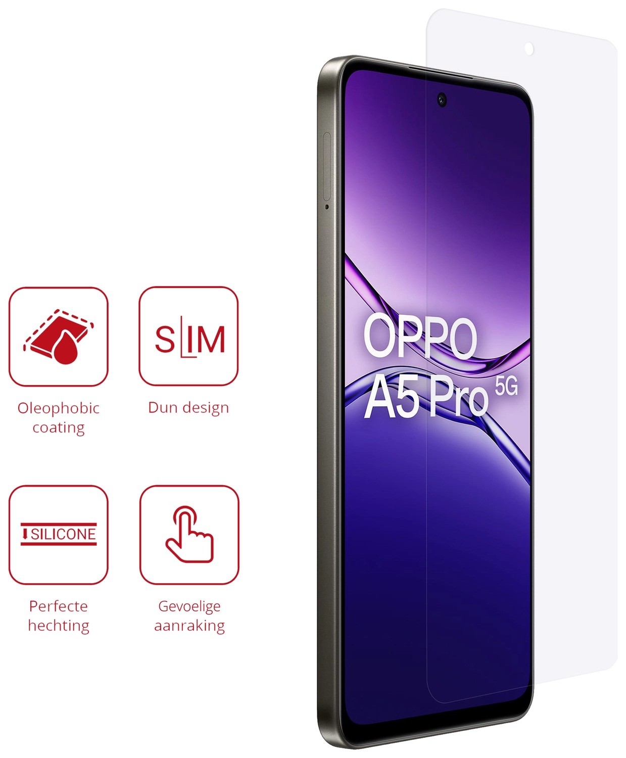 Rosso Oppo A5 Pro Screen Protector Case Friendly Folie Duo Pack afbeelding 2