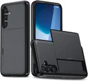 Samsung Galaxy A16 Hoesje met Slider Kaarthouder Back Cover Zwart