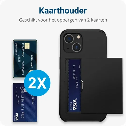 Samsung Galaxy A16 Hoesje met Slider Kaarthouder Back Cover Zwart afbeelding 2