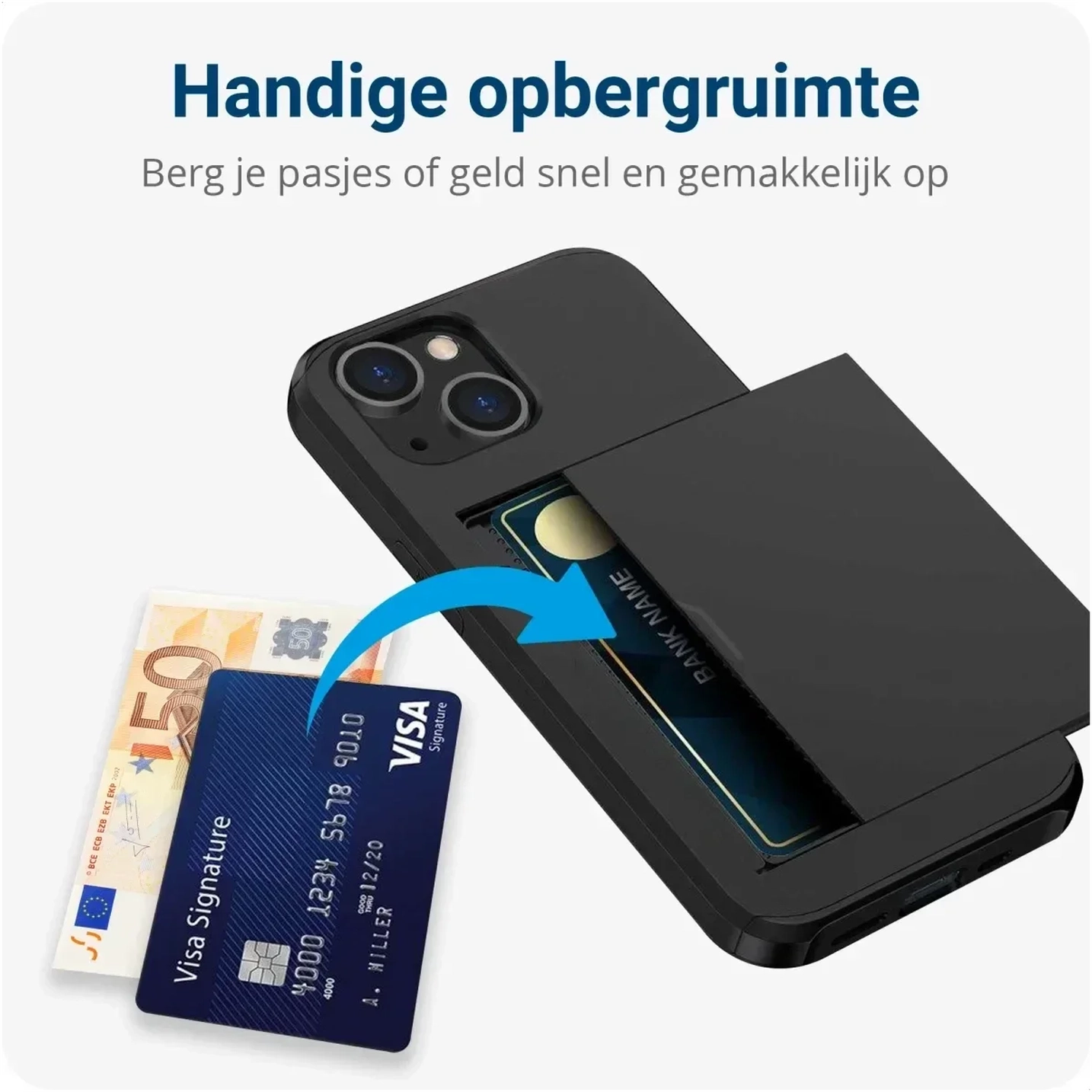 Samsung Galaxy A16 Hoesje met Slider Kaarthouder Back Cover Zwart afbeelding 7