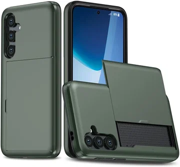 Samsung Galaxy A16 Hoesje met Slider Kaarthouder Back Cover Groen
