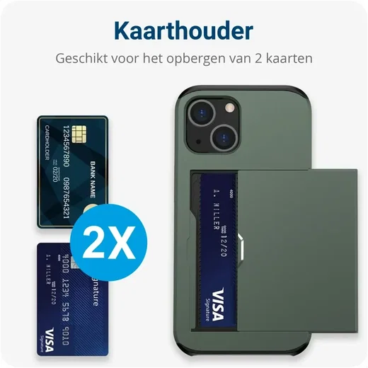 Samsung Galaxy A16 Hoesje met Slider Kaarthouder Back Cover Groen afbeelding 2