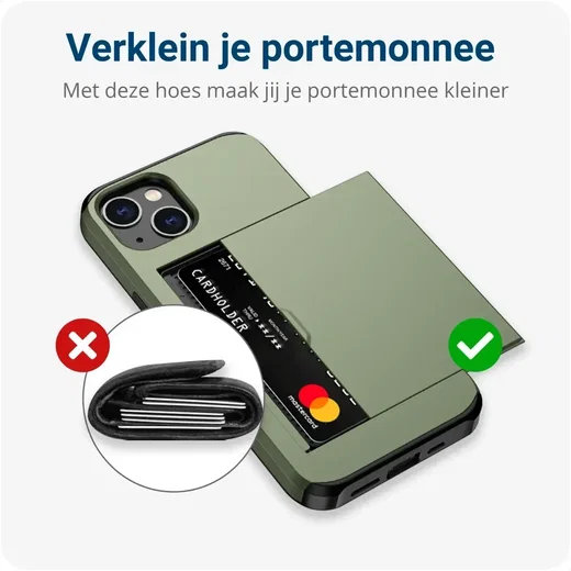 Samsung Galaxy A16 Hoesje met Slider Kaarthouder Back Cover Groen afbeelding 7