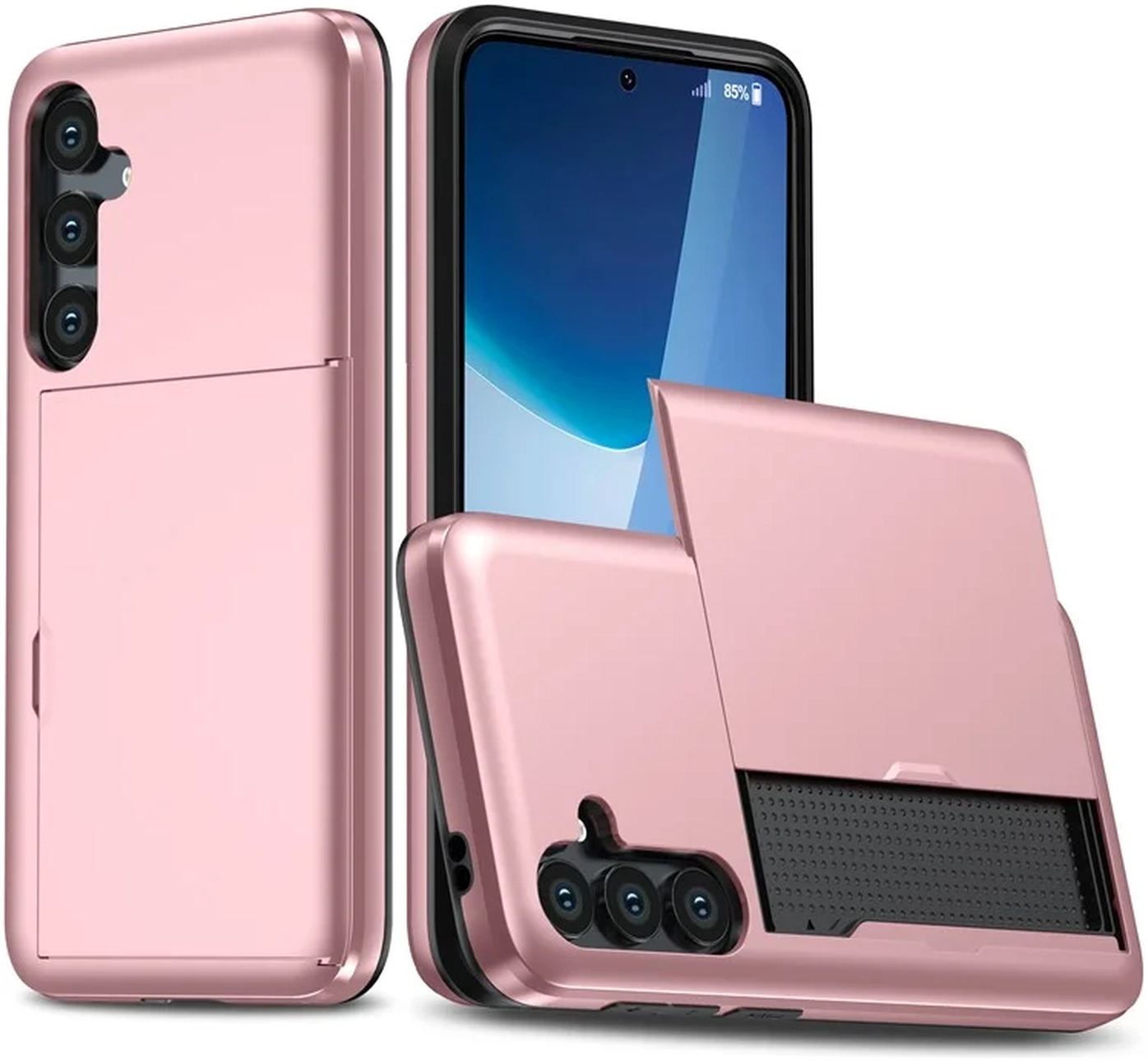Samsung Galaxy A16 Hoesje met Slider Kaarthouder Back Cover Roze afbeelding 1