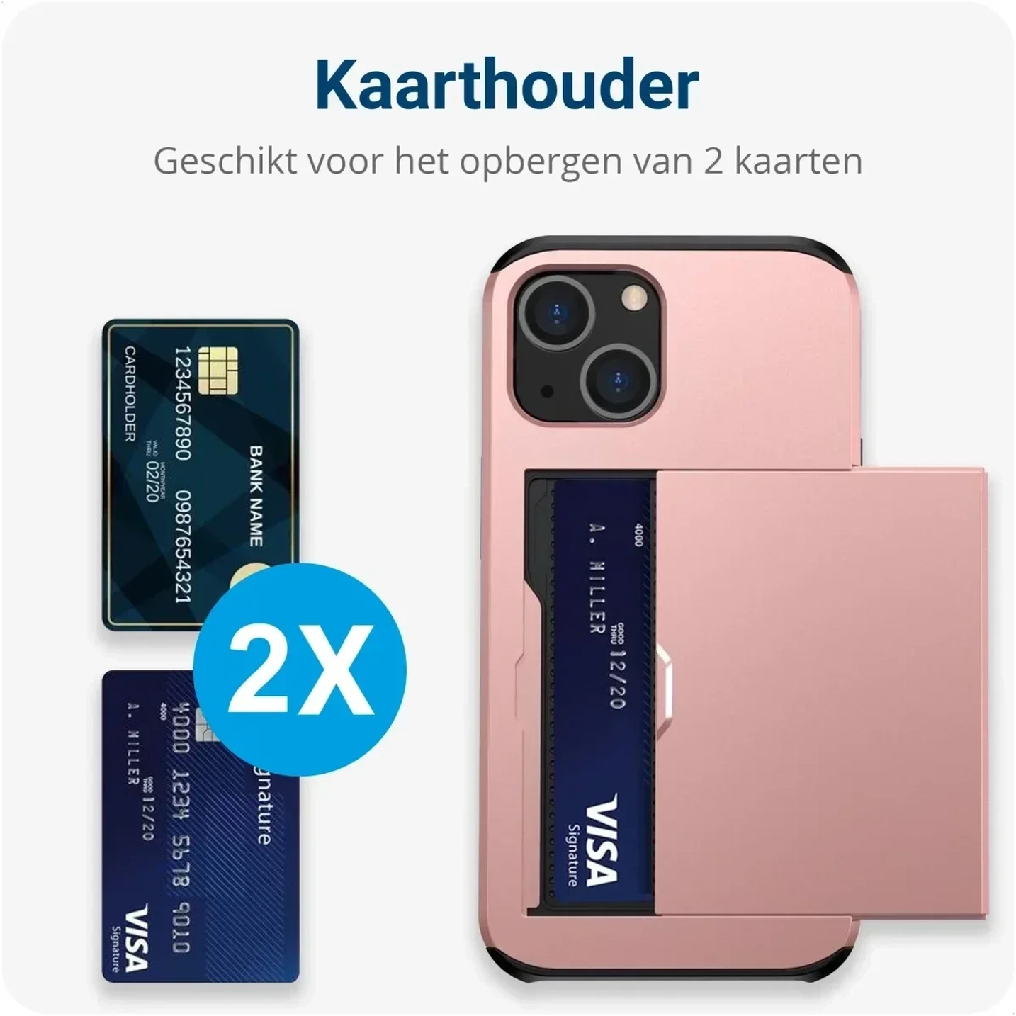 Samsung Galaxy A16 Hoesje met Slider Kaarthouder Back Cover Roze afbeelding 2