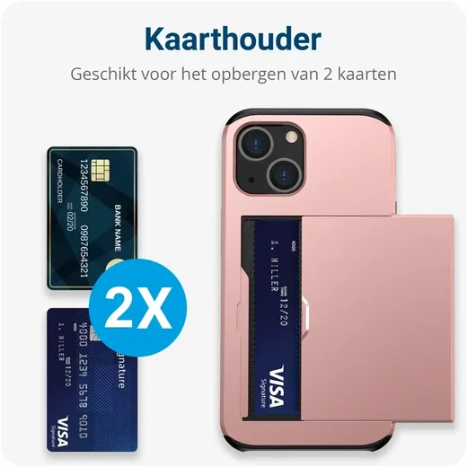 Samsung Galaxy A16 Hoesje met Slider Kaarthouder Back Cover Roze afbeelding 2