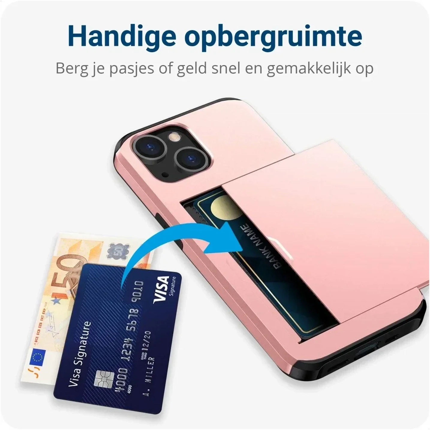 Samsung Galaxy A16 Hoesje met Slider Kaarthouder Back Cover Roze afbeelding 10