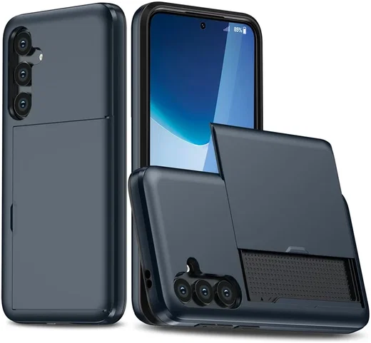Samsung Galaxy A16 Hoesje met Slider Kaarthouder Back Cover Blauw afbeelding 1