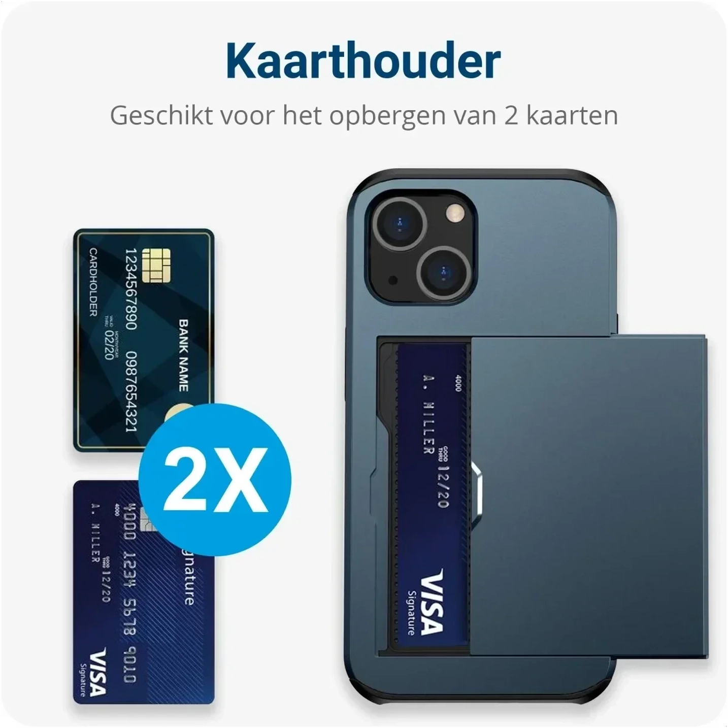 Samsung Galaxy A16 Hoesje met Slider Kaarthouder Back Cover Blauw afbeelding 2