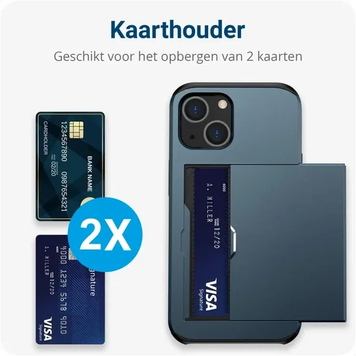 Samsung Galaxy A16 Hoesje met Slider Kaarthouder Back Cover Blauw afbeelding 2