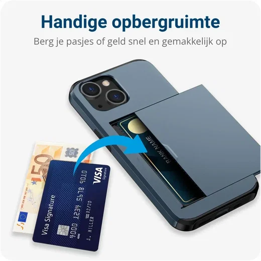 Samsung Galaxy A16 Hoesje met Slider Kaarthouder Back Cover Blauw afbeelding 6