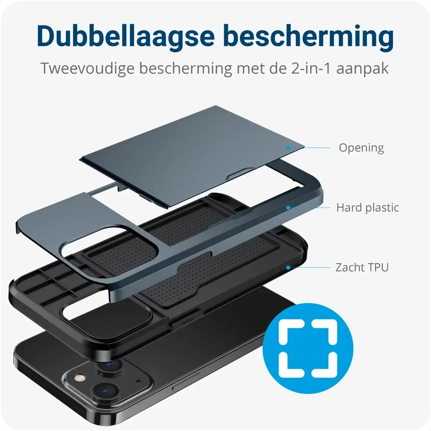 Samsung Galaxy A16 Hoesje met Slider Kaarthouder Back Cover Blauw afbeelding 10