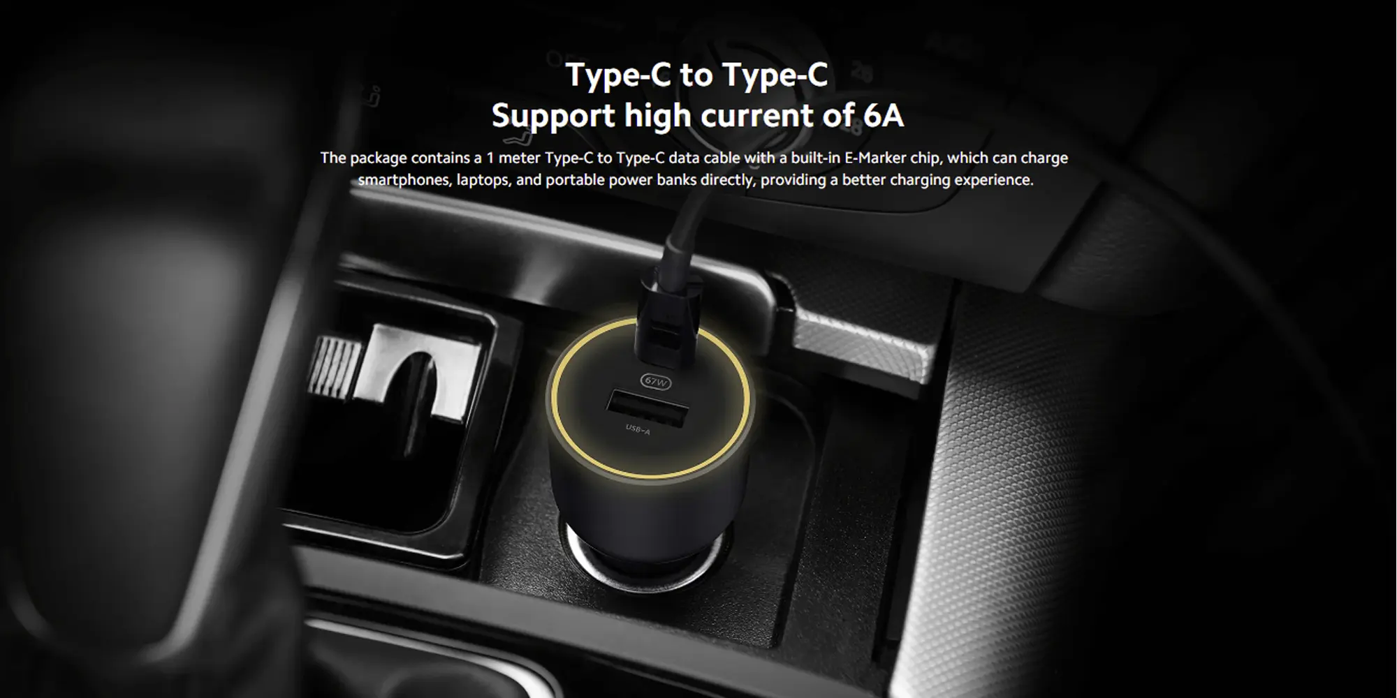 Originele Xiaomi 67W Auto Snellader USB-A / USB-C Poort Fast Charge Zwart afbeelding 5