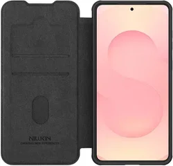 Nillkin Qin Pro Samsung Galaxy S25 Edge Hoesje Book Case met Camera Slider Zwart afbeelding