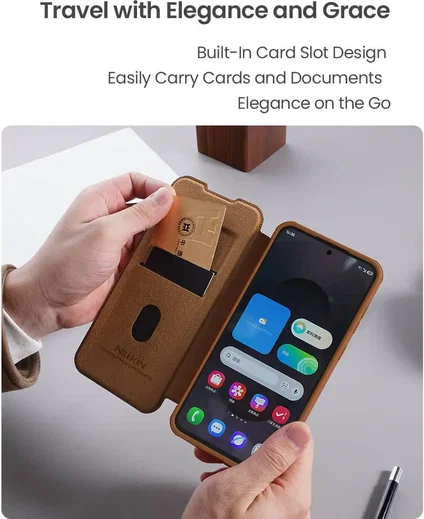 Nillkin Qin Pro Samsung Galaxy S25 Edge Hoesje Book Case met Camera Slider Zwart afbeelding 3
