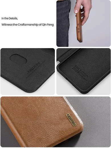 Nillkin Qin Pro Samsung Galaxy S25 Edge Hoesje Book Case met Camera Slider Zwart afbeelding 6
