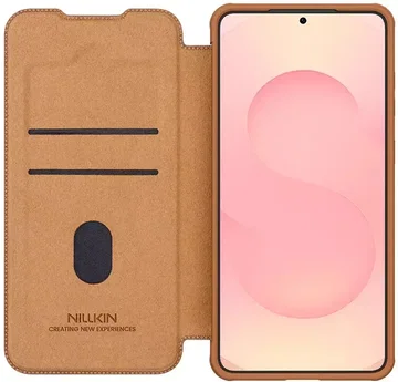 Nillkin Qin Pro Samsung Galaxy S25 Edge Hoesje Book Case met Camera Slider Bruin