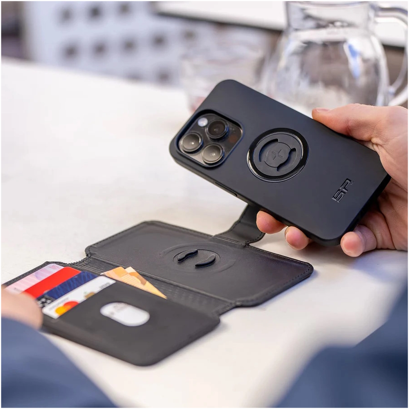 SP Connect SPC+ Magnetic Card Wallet Flip Case - MagSafe Kaarthouder Zwart (XL) afbeelding 3