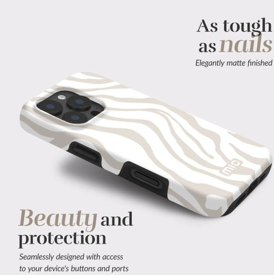 MIO MagSafe iPhone 16 Pro Max Hoesje Hard Shell Back Cover Sandy Zebra afbeelding 5