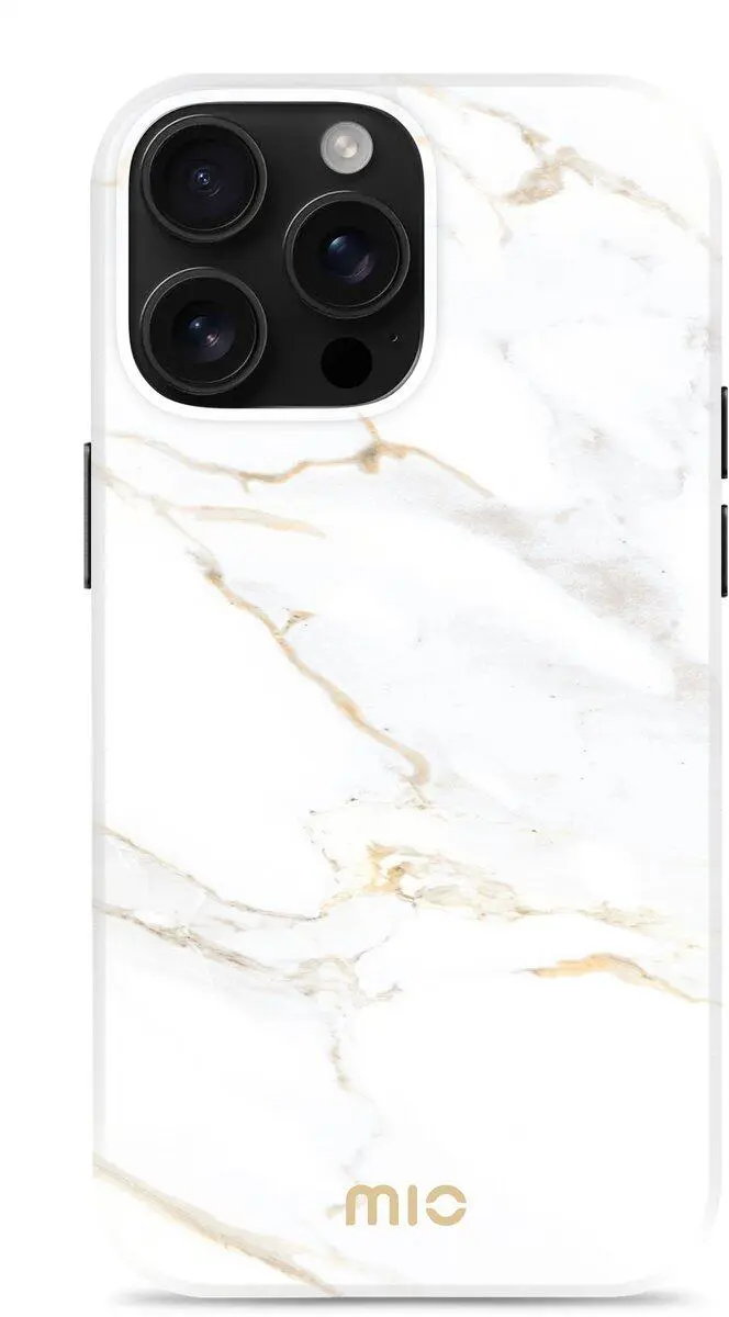 MIO MagSafe Apple iPhone 16 Pro Hoesje Hard Shell Back Cover White Marble afbeelding 1