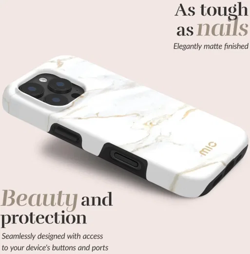 MIO MagSafe Apple iPhone 16 Pro Hoesje Hard Shell Back Cover White Marble afbeelding 4