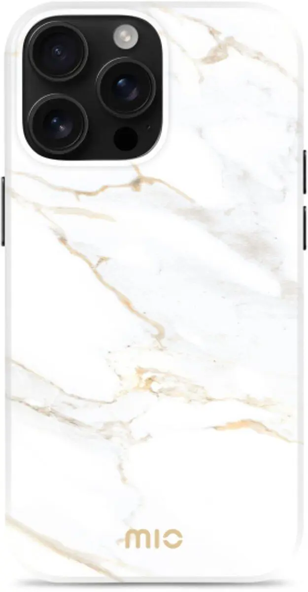 MIO MagSafe Apple iPhone 16 Pro Hoesje Hard Shell Back Cover White Marble afbeelding 6