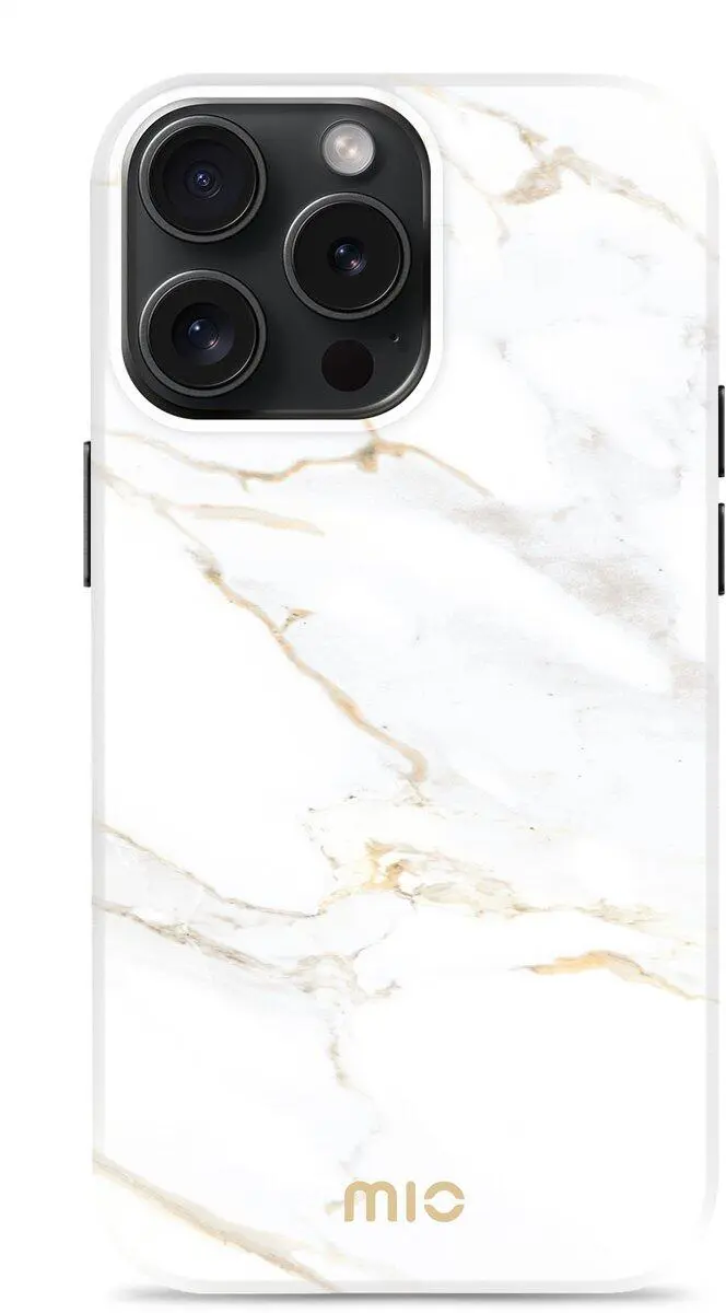 MIO MagSafe Apple iPhone 15 Pro Hoesje Hard Shell Back Cover White Marble afbeelding 1
