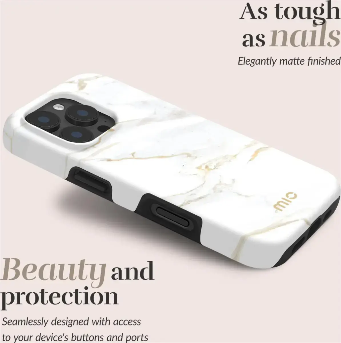 MIO MagSafe iPhone SE (22/20)/8/7 Hoesje Hard Shell Back Cover White Marble afbeelding 2
