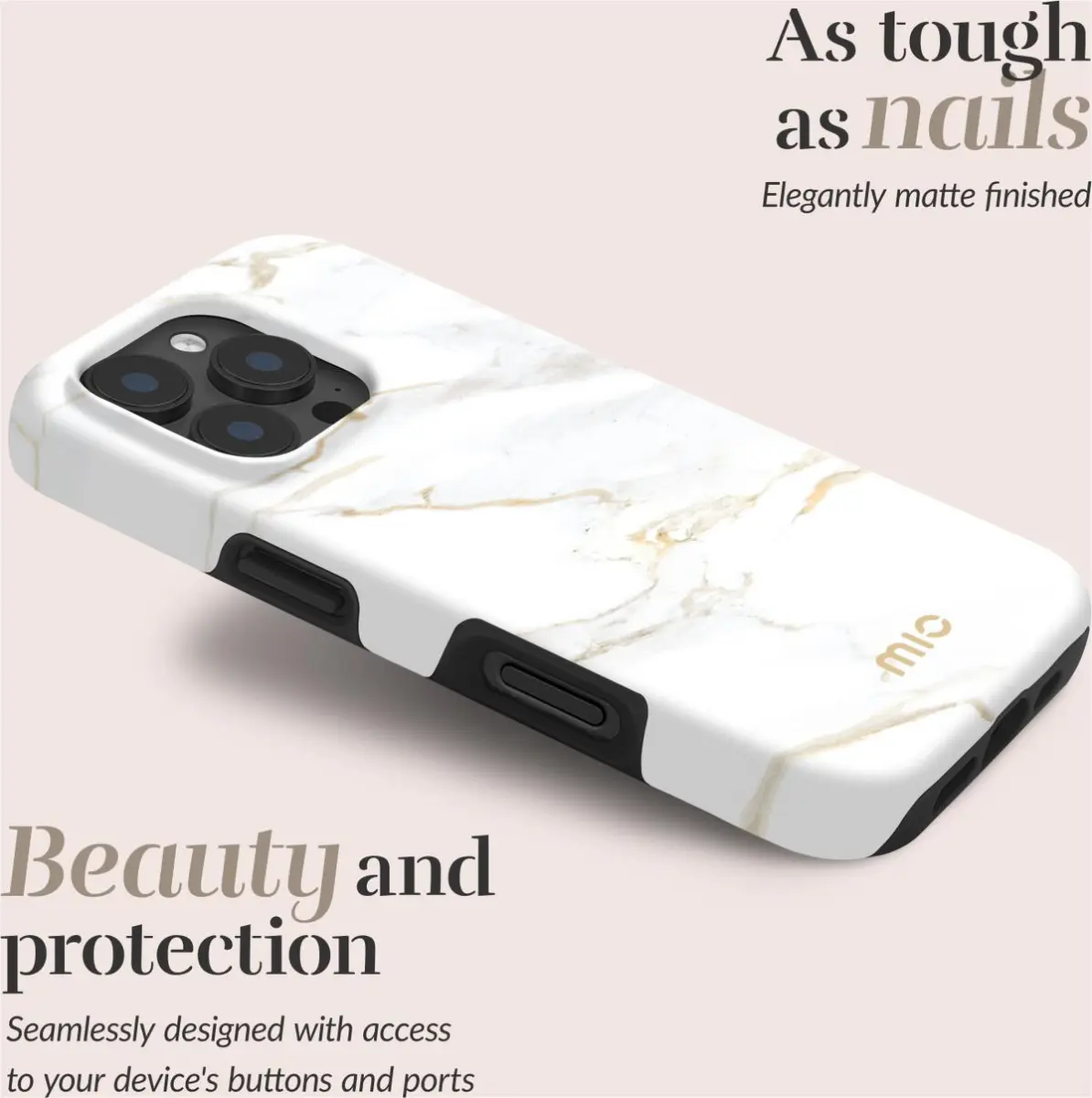 MIO MagSafe iPhone 17e / 16e Hoesje Hard Shell Back Cover White Marble afbeelding 2