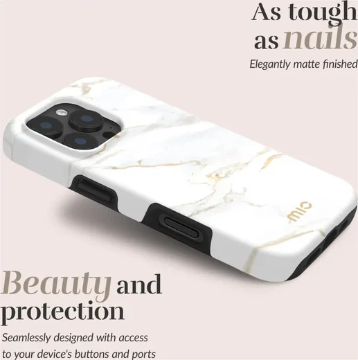 MIO MagSafe iPhone 17e / 16e Hoesje Hard Shell Back Cover White Marble afbeelding 2