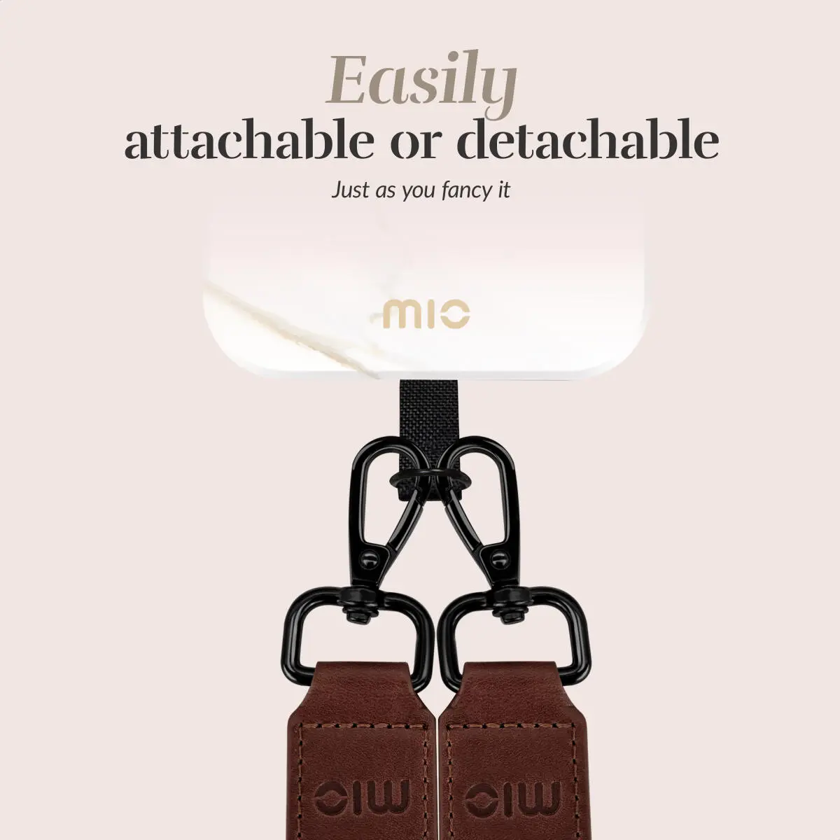 MIO Lanyard Universeel Nylon Telefoonkoord / Telefoonketting White Marble afbeelding 3