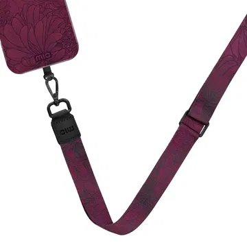 MIO Lanyard Universeel Nylon Telefoonkoord / Telefoonketting Berry Blooms