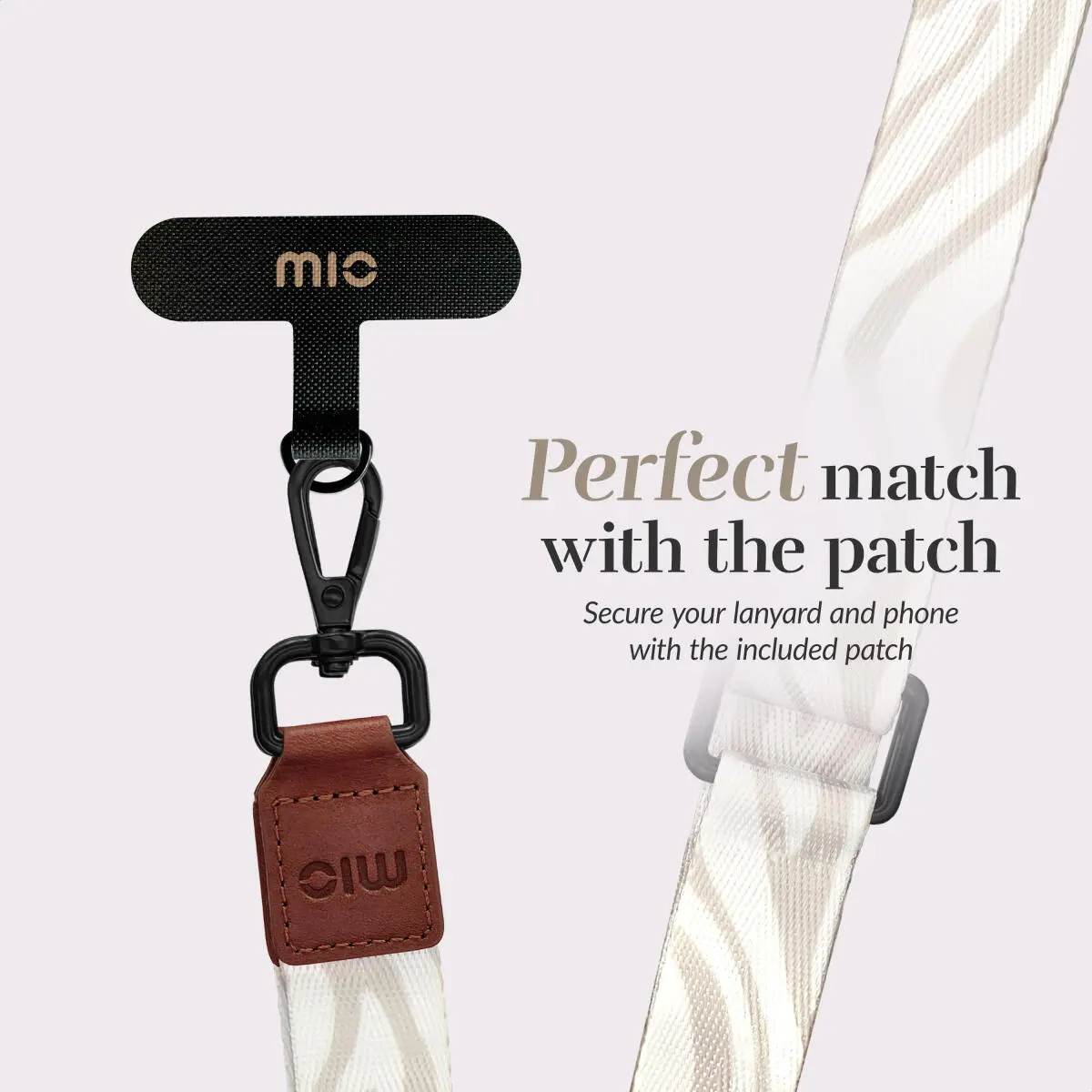 MIO Lanyard Universeel Nylon Telefoonkoord / Telefoonketting Sandy Zebra afbeelding 2
