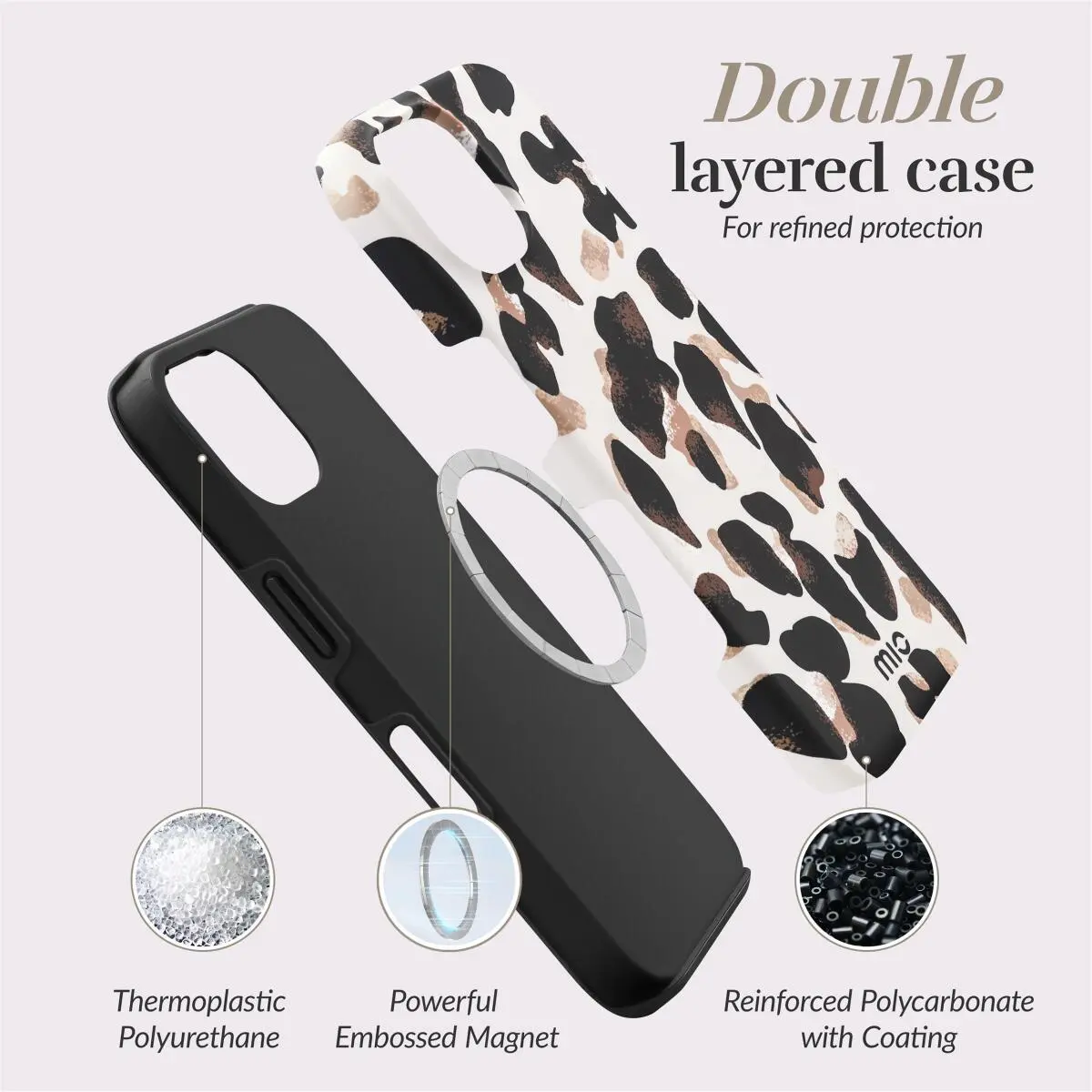 MIO MagSafe iPhone 17e / 16e Hoesje Hard Shell Back Cover Leopard afbeelding 6