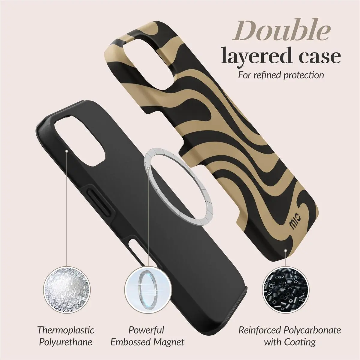 MIO MagSafe iPhone 17e / 16e Hoesje Hard Shell Back Cover Swirl afbeelding 6