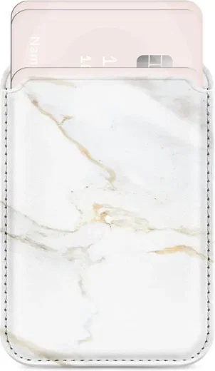 MIO Card Holder Universele MagSafe Kaarthouder / Pasjeshouder White Marble afbeelding 1