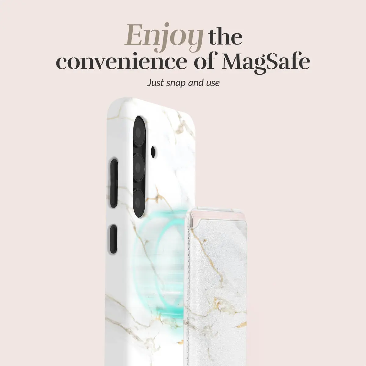 MIO Card Holder Universele MagSafe Kaarthouder / Pasjeshouder White Marble afbeelding 2