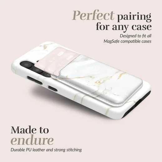 MIO Card Holder Universele MagSafe Kaarthouder / Pasjeshouder White Marble afbeelding 3