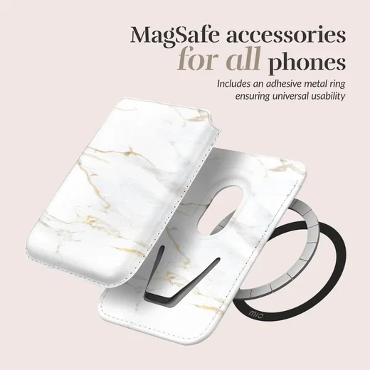 MIO Card Holder Universele MagSafe Kaarthouder / Pasjeshouder White Marble afbeelding 4