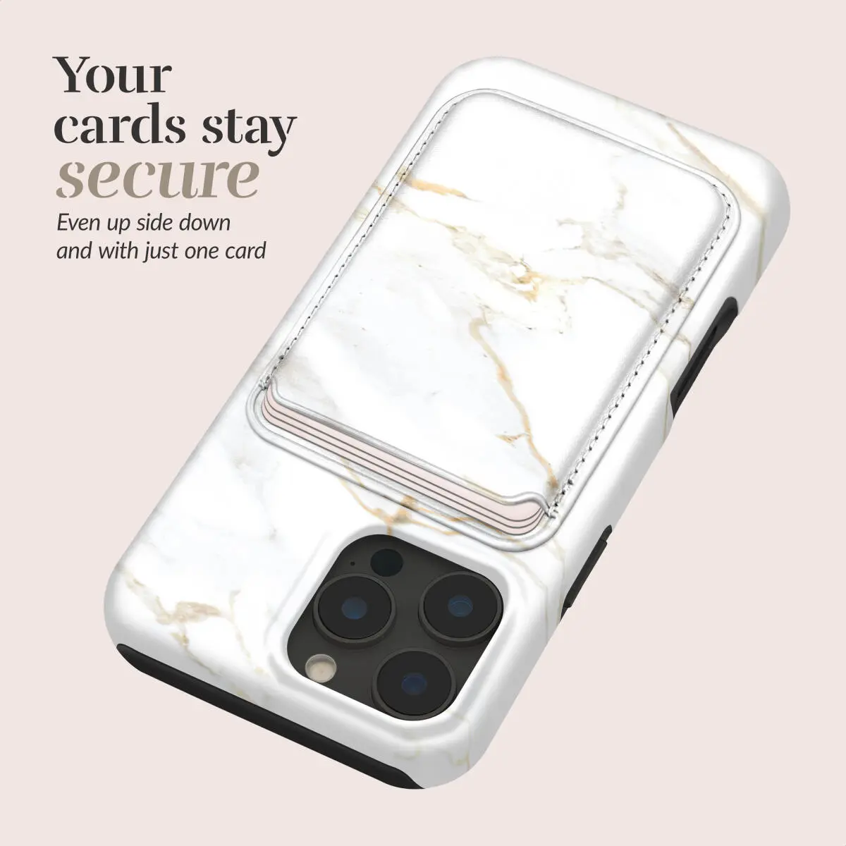 MIO Card Holder Universele MagSafe Kaarthouder / Pasjeshouder White Marble afbeelding 6
